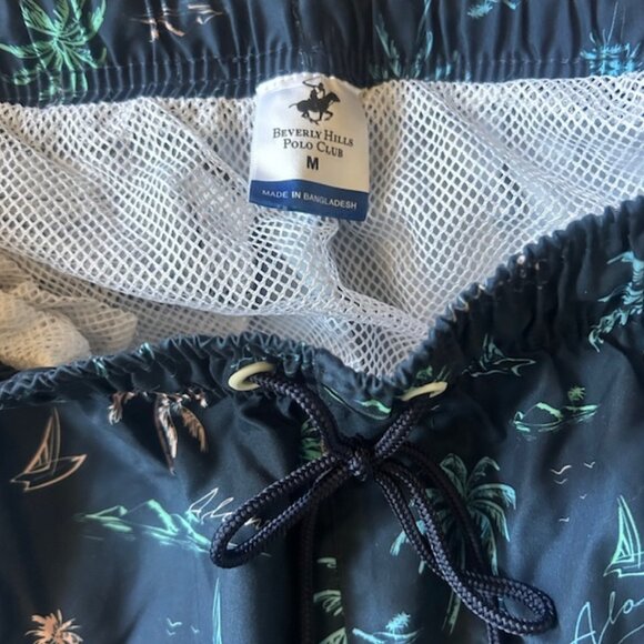 Beverly Hills Polo Club Swim Shorts NEW with Tags Palm Trees Aloha Print - Picture 4 of 5
